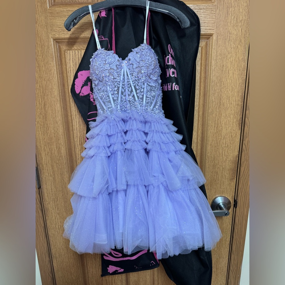 Lavender Ruffled Prom Dress